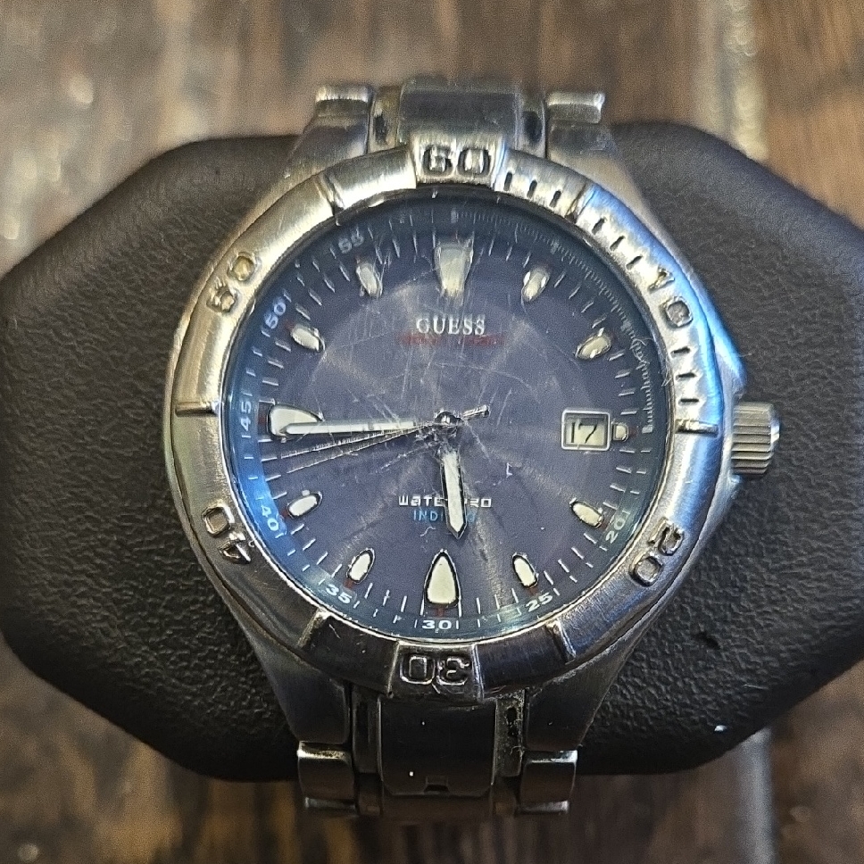 Vintage Guess Blue Dial Silver Watch
